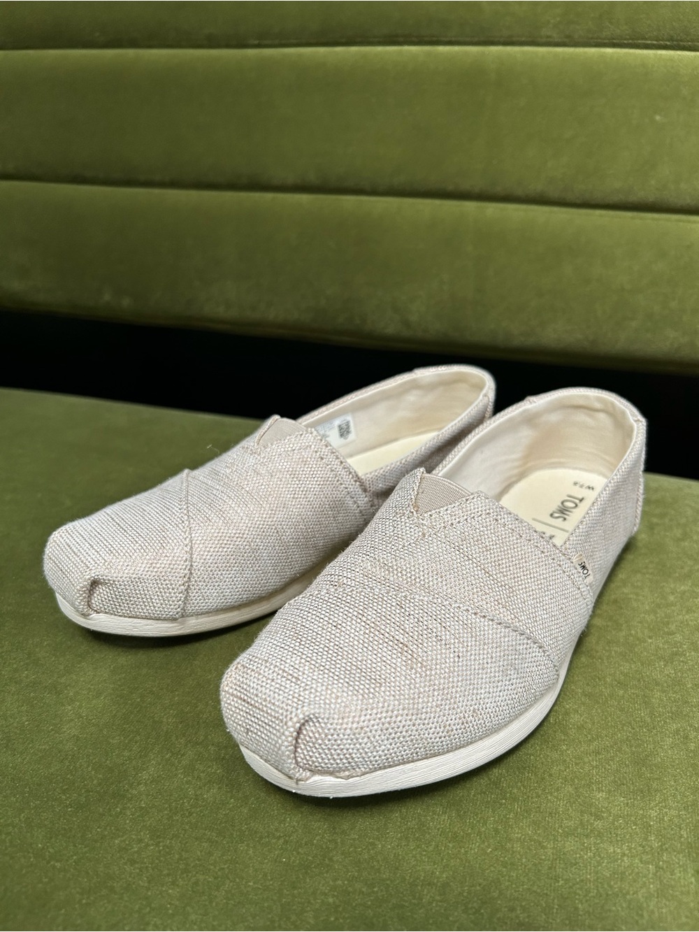 Toms Women's Slip-Ons in Light Beige with slight shimmer